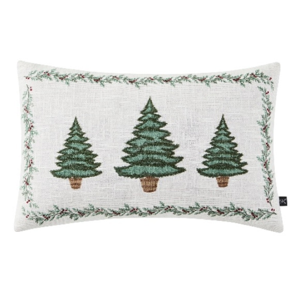 NWT. My Texas House 14" x 22" Ivory Trees Cotton Holiday Pillow